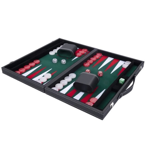 Deluxe backgammon 47 cm x 38 cm x 2,7 cm pro. och fritid (grön/röd/vit)