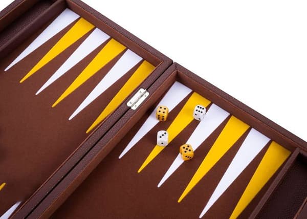 Engelhart lyx backgammon - 250525 - högkvalitativa material - pärlemorfärgade tärningar och polletter