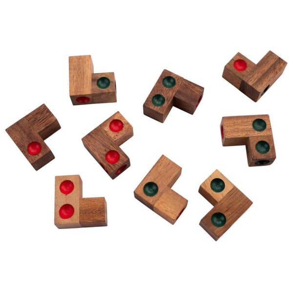 Träpussel - Engelhart - Låsta tärningar - 9 bitar - Svårnivå - 6,9 x 6,9 x 6,3 cm Trä