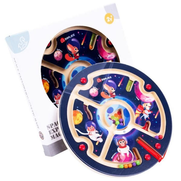 Träleksak - Magnetisk labyrint - Utrymme - 22 cm - Från 2 år - Pedagogisk Pärla färger