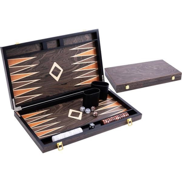 Sällskapsspel - ENGELHART - Lyxigt backgammon - 18 tum - Valnötsträ - 2 spelare brun