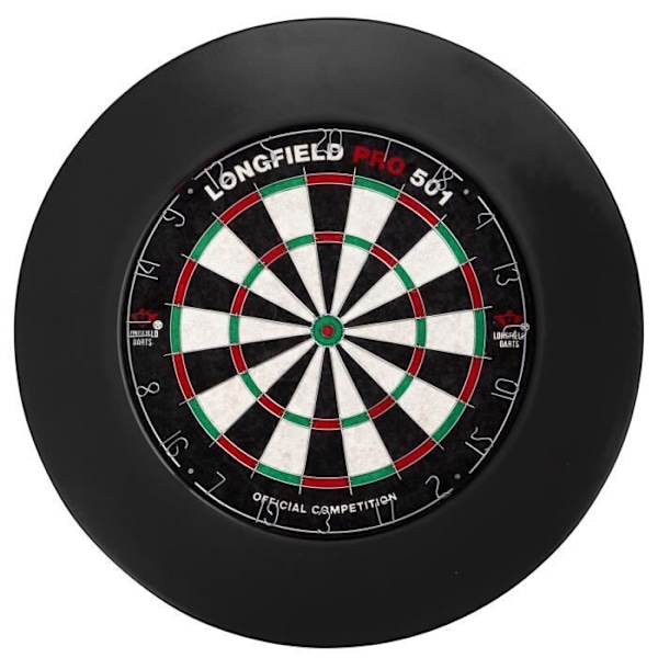 Dartspel - ENGELHART - Longfield PRO 501 - Sisalmål - 6 pilar - Skyddsring Svart