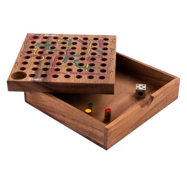 Sällskapsspel - ENGELHART - Ormar och stegar - Akaciaträ - 2 till 4 spelare - 4 år och uppåt