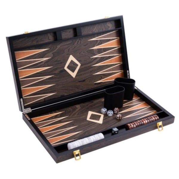 Engelhart- 250545 - 18 tum Deluxe Backgammon - Ebenholtsfaner och lack - brun