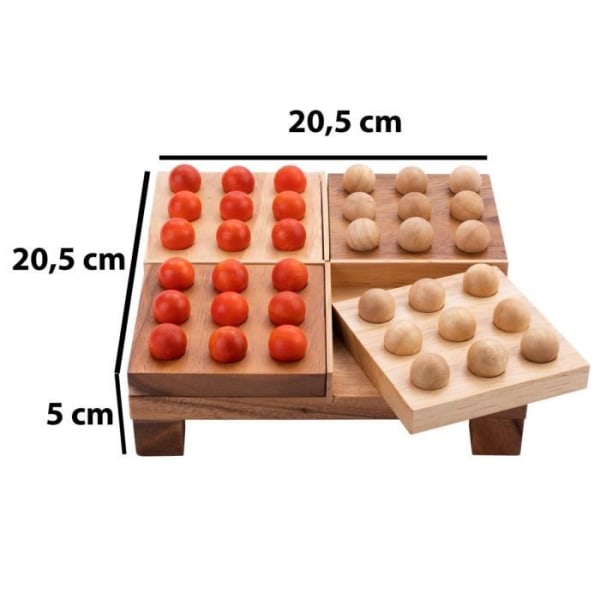 Engelhart – Wooden Quinto – Svenskt träspel för 2 spelare – strategispel – brädspel – 20,5 x 20,5 x 5 cm