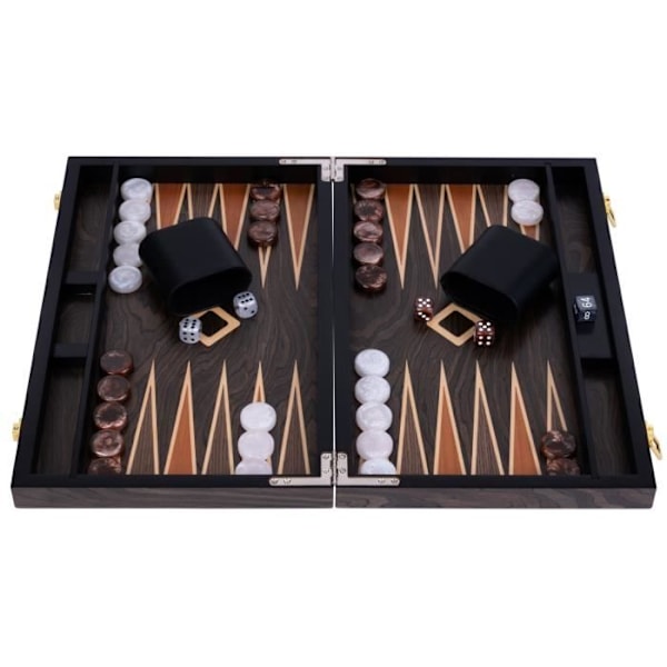Engelhart- 250544 - Deluxe Backgammon 15 tum - Ebenholtsfaner och lack - brun