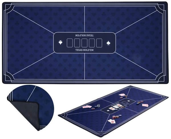 Pokerduk - ENGELHART - Blå - 120 cm x 60 cm - Halkfri - Polyester och gummi blå