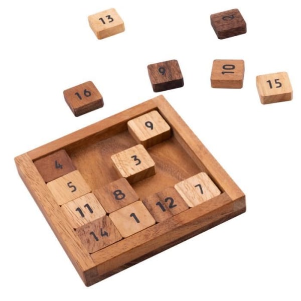 Engelhart – Sudoku retas i en trälåda – Pussel på medelnivå – 2 sätt att spela – ekologiskt spel – 12 x 12 cm Brunt, beige och svart