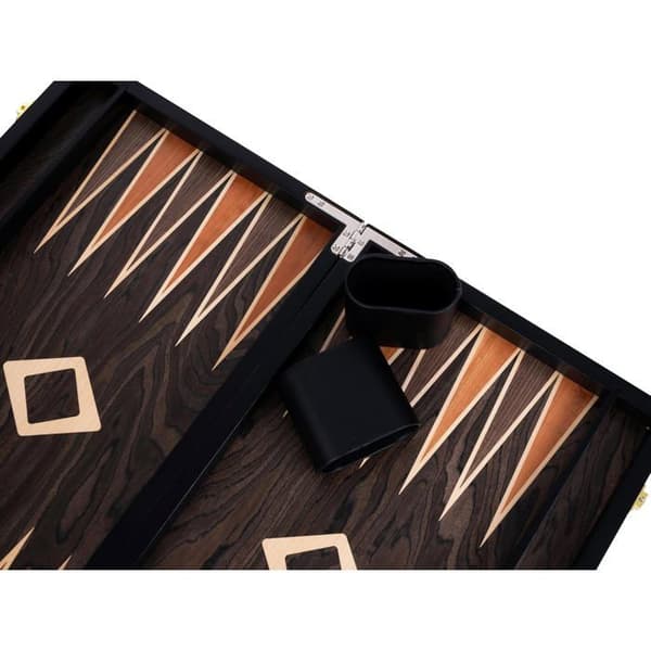 Backgammon Luxe 15 Tum ENGELHART - Fällbart Spel i Brun Ebenholts - Komplett Strategispel Brun