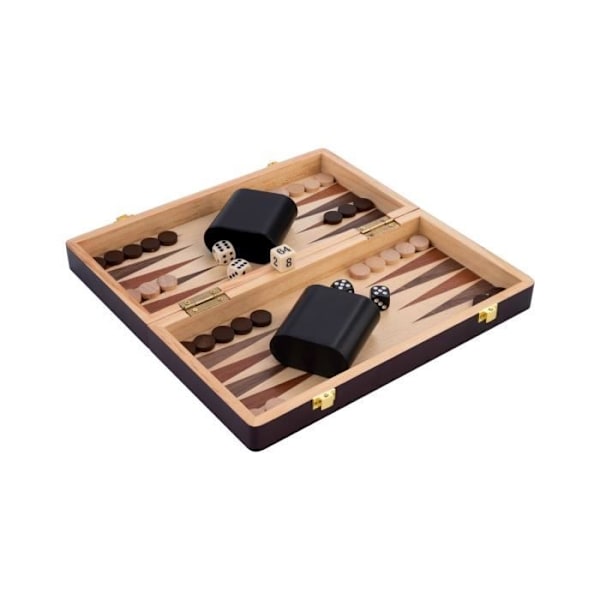 Vikbart schack- och backgammonset 30 cm x 30 cm i ask