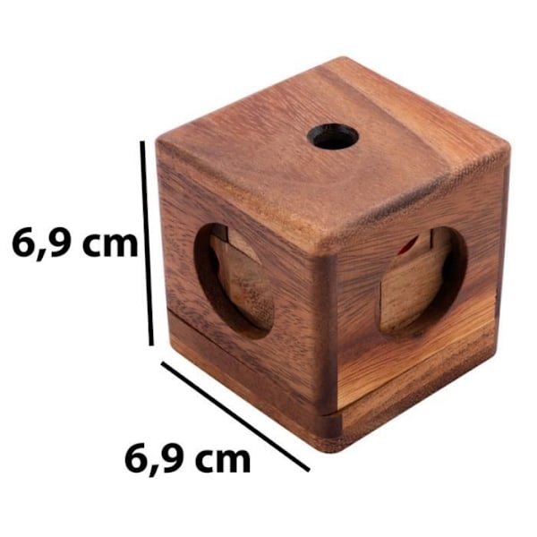 Träpussel - Engelhart - Låsta tärningar - 9 bitar - Svårnivå - 6,9 x 6,9 x 6,3 cm