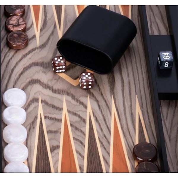 Backgammon Luxe 15 Tum ENGELHART - Fällbart Träskåp i Grå Ebonit - Strategispel och Tillbehör grå