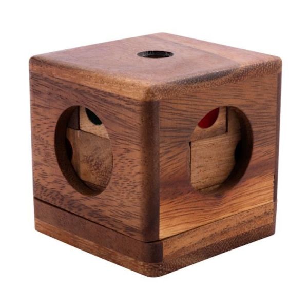 Träpussel - Engelhart - Låsta tärningar - 9 bitar - Svårnivå - 6,9 x 6,9 x 6,3 cm
