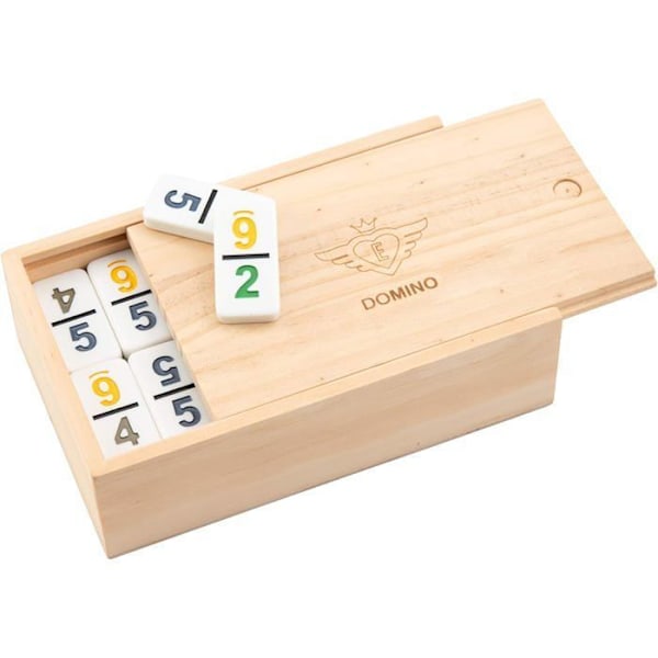 Engelhart - 250125 - Dominonummer av högsta kvalitet - Dubbel 9-version - 2-4 spelare -55 8 mm domino - Enkelt dominospel Färgglada siffror