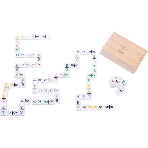 Engelhart - 250125 - Dominonummer av högsta kvalitet - Dubbel 9-version - 2-4 spelare -55 8 mm domino - Enkelt dominospel Färgglada siffror