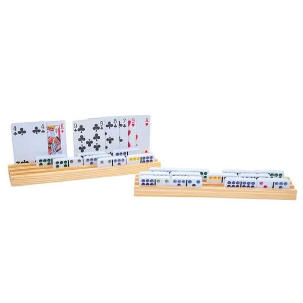 Dominokorthållare och dörrar i trä - Engelhart - Set om 4 - Vuxen - Från 5 år - Spellängd 50 min