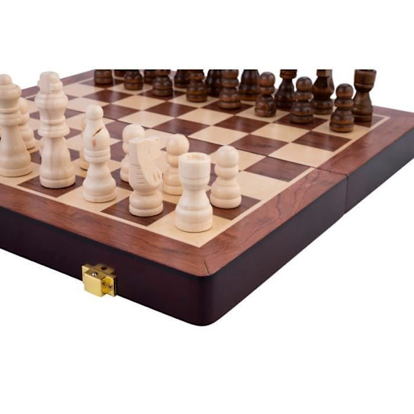 Vikbart schack- och backgammonset 30 cm x 30 cm i ask
