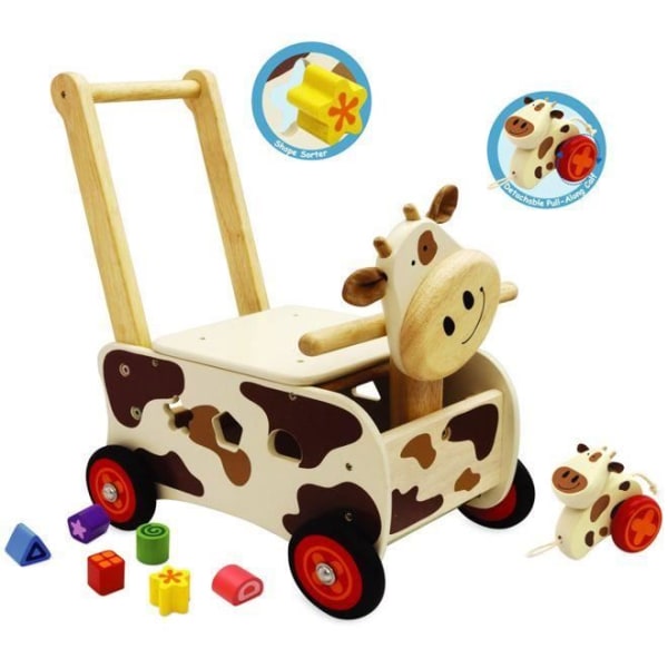 Cow walking cart - I'm Toy - Från 12 månader - Blandat - Vit och svart