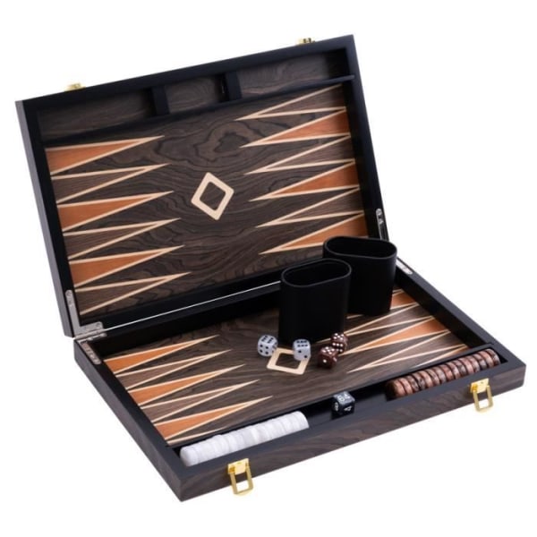 Engelhart- 250544 - Deluxe Backgammon 15 tum - Ebenholtsfaner och lack - brun