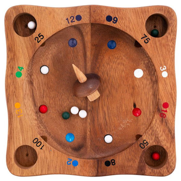 Trä Tyrolean Roulette - Spinning Top Game - 10 bollar - Ekologiskt - Från 6 år