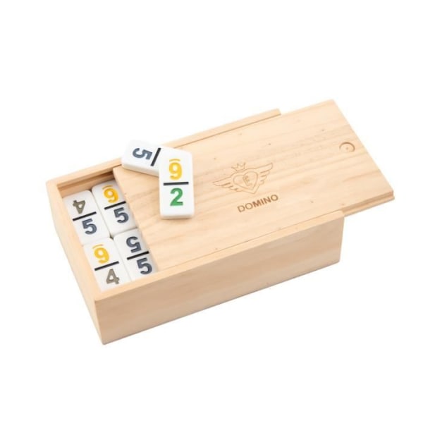 Engelhart - 250125 - Dominonummer av högsta kvalitet - Dubbel 9-version - 2-4 spelare -55 8 mm domino - Enkelt dominospel