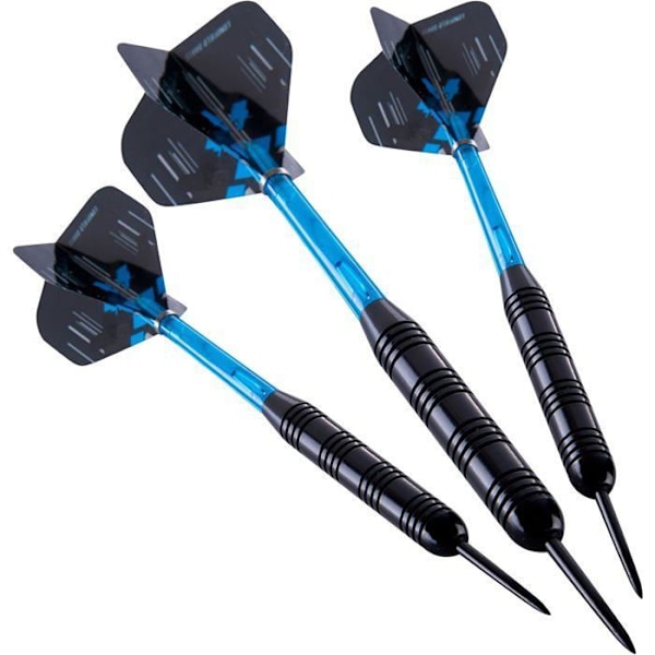 Set med 12 dartpilar spets i stål i mässingsutseende tungsten- 4 spelare- 23 gr - ENGELHART - Presentförpackning med tillbehör Svart silver