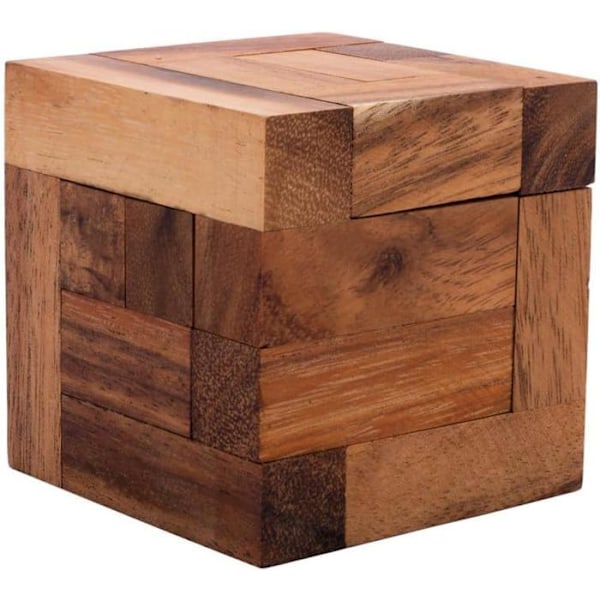 Träpussel - Engelhart - CONVOLUTION - 6 bitar - Expertnivå - Kub 7,8 cm kastanj