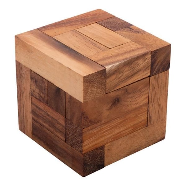 Träpussel - Engelhart - CONVOLUTION - 6 bitar - Expertnivå - Kub 7,8 cm kastanj