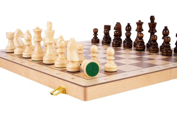 Schackspel - ENGELHART - 151206 - Fällbar - Valnöt och lönn - Vikta bräden brun