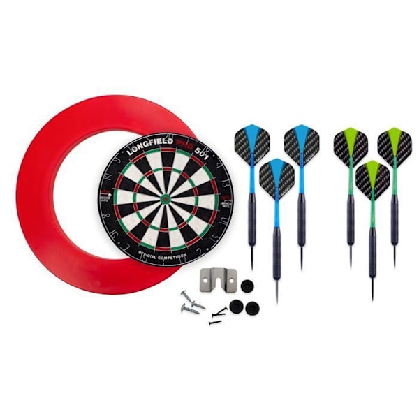 Komplett dartspel - ENGELHART - Sisalcylinder PRO 501 - 6 nickelpilar 22 gr - Skyddsring