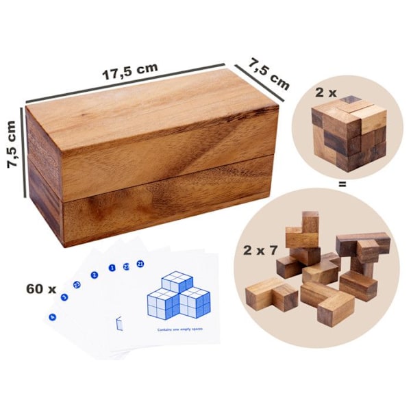 Double Soma Cube - Pussel på svår nivå - Består av 2 uppsättningar kubiska former - 2 spelare