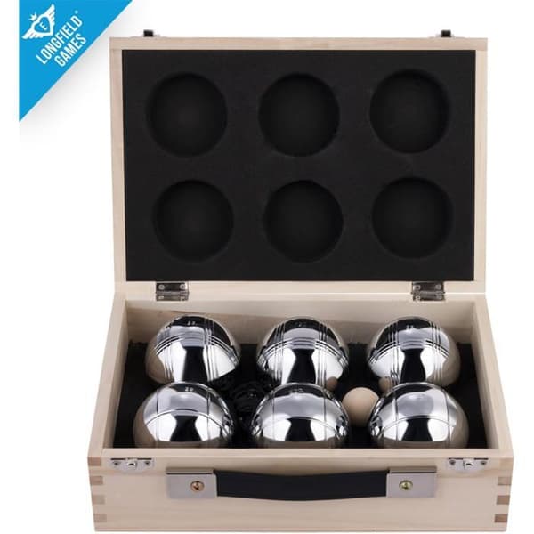 Pétanque-spel - Märke - Modell - Bollar i stål - Diameter 74mm - Trälåda