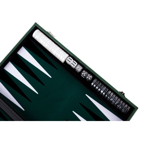 Backgammon de Luxe - Hög kvalitet - 18 tum - Konstläder - Filtinlägg - Skimrande brickor