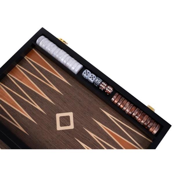 Engelhart- 250547 - Lyx Backgammon - 18 tum - Burl valnötsfaner och lack