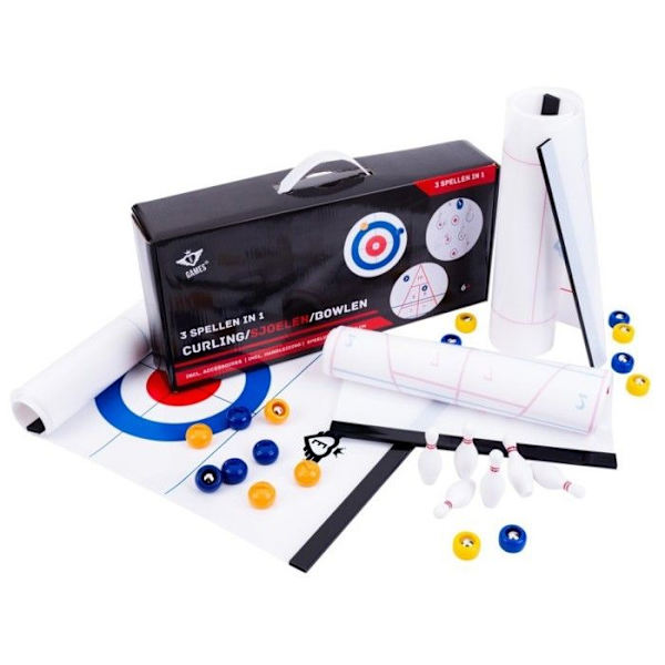 3 i 1 spellåda - Engelhart - 340505 - Curling, Shuffleboard, Bowling - 120 cm x 28 cm