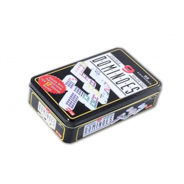 Double 9 Colorful Dominoes Game - ENGELHART - Metal Box - 55 Domino - Regler ingår Färgad