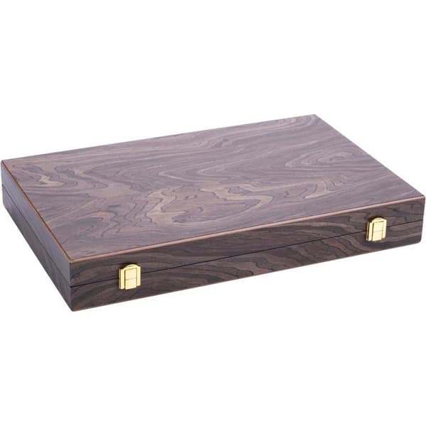 Backgammon Luxe 15 Tum ENGELHART - Fällbart Spel i Brun Ebenholts - Komplett Strategispel Brun