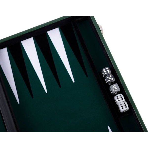 Backgammon de Luxe - Hög kvalitet - 15 tum - Syntetiskt läder - Filtinlägg - Pärlbelagda spelpjäser