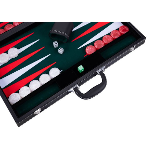 21 tums backgammon - Brädspel - Hög kvalitet - pärlemorfärgade tärningar och polletter - grön röd och vit