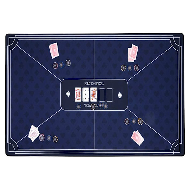 Blå pokermatta - Halkfri spelyta 120 cm x 60 cm - Tjocklek: 3 mm - Tryckt - polyester och gummi blå