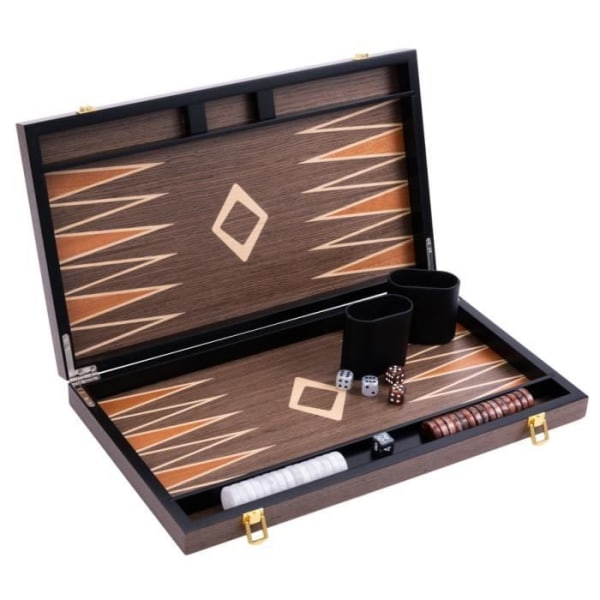 Engelhart- 250547 - Lyx Backgammon - 18 tum - Burl valnötsfaner och lack