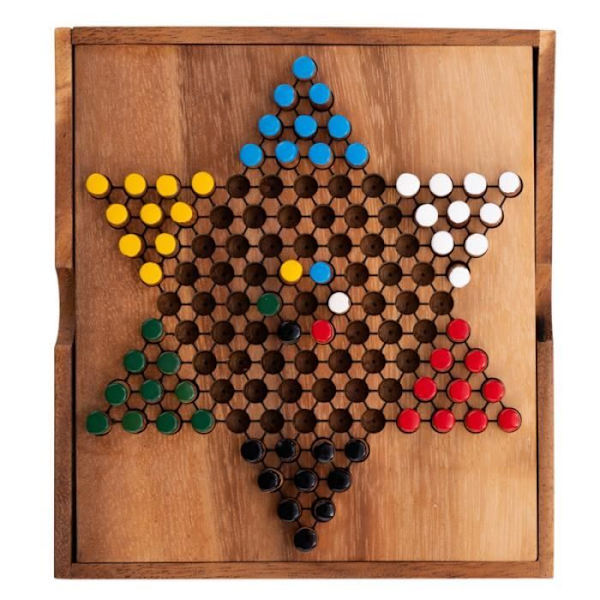 Kinesiska pjäser i trälåda – brädspel för 2 till 6 spelare – 7 år och uppåt – Miljövänligt spel – 13 x 14,3 x 3 cm