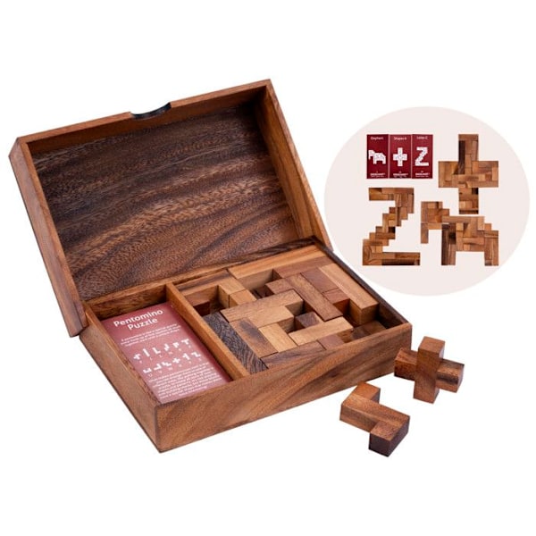 Wooden Double Pentomino - Ekologiskt träduellpussel - 2 spelare - 350500 - 7 år och äldre kastanj