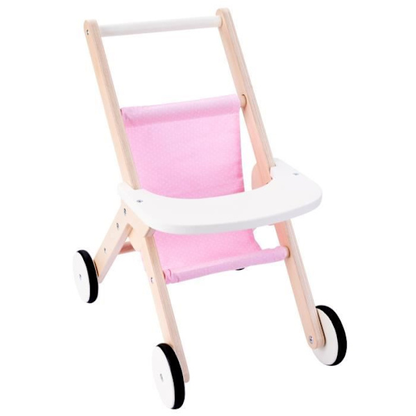 ENGELHART trävagn för dockor och pung - 50 cm hög - Robust och rosa