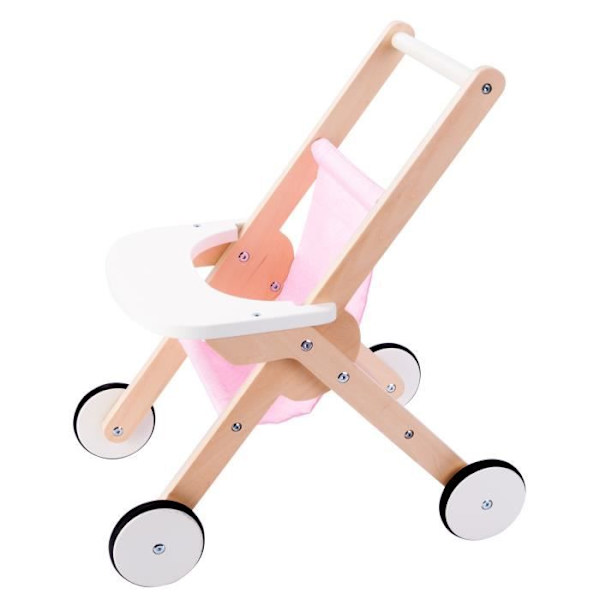 ENGELHART trävagn för dockor och pung - 50 cm hög - Robust och rosa