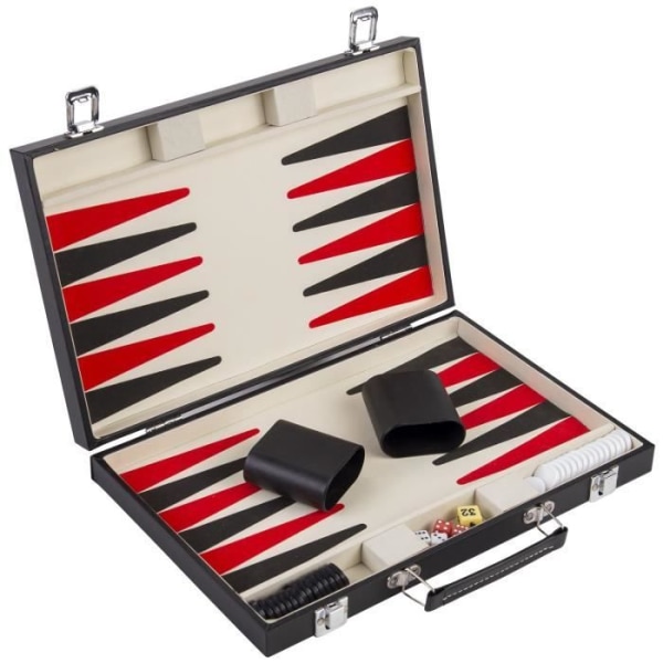 Brädspel - Brädspel - Engelhart - Backgammon röd svart och vit 36 cm