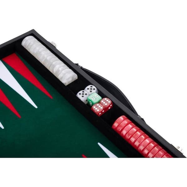 Deluxe backgammon 47 cm x 38 cm x 2,7 cm pro. och fritid (grön/röd/vit)
