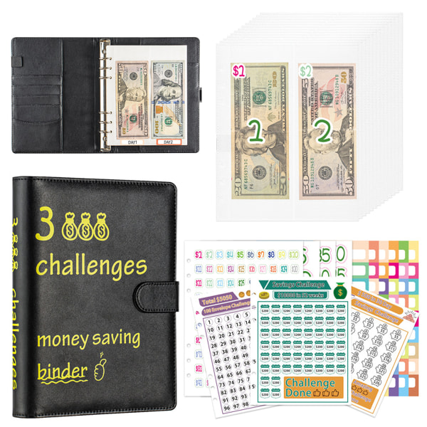 100 kuvert Money Saving Challenge Pärm - 100 Day Money Saving Challenge Book, A5 Savings Challenges Pärm med kontantkuvert och utmaning