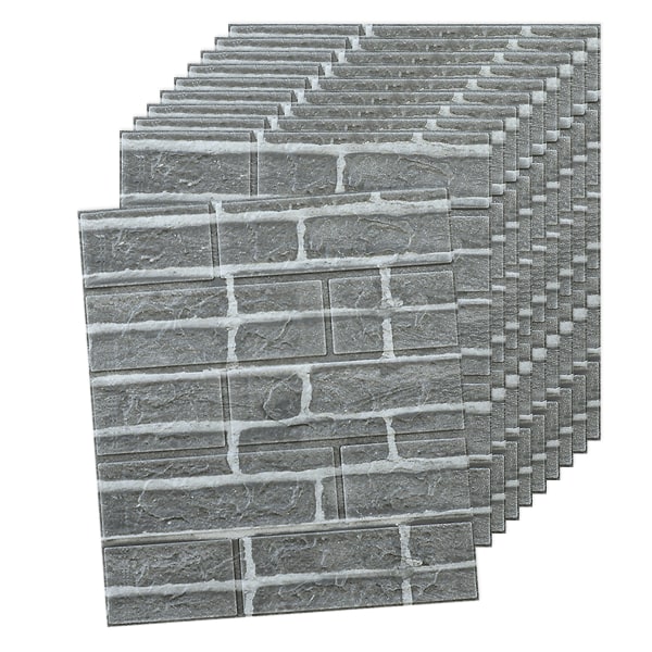 10 ST Väggpaneler Peel and Stick Foam 3D Brick Tapet Peel and Stick Faux Stone Wall Panel Självhäftande tapet, 35x38,5 cm