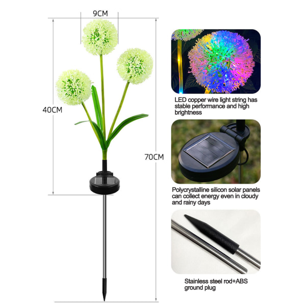 Solcellslampor Utomhus Trädgårdsdekoration, 2 Pack Solcellslampor Dekorativa Maskros
